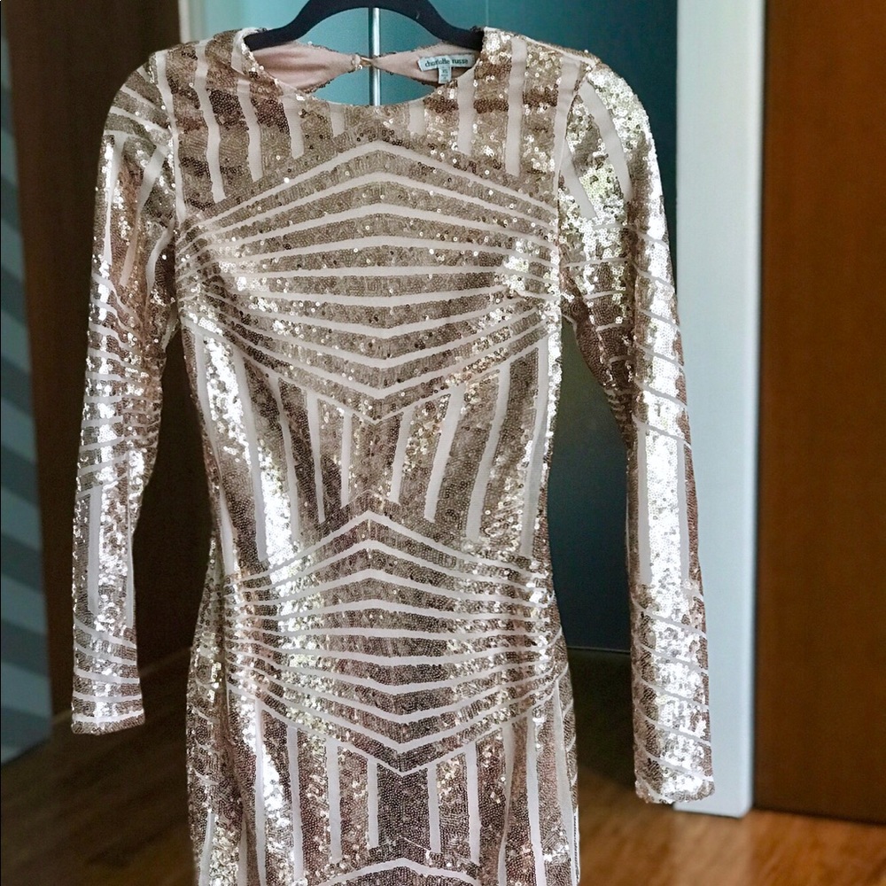 Rose gold body con dress